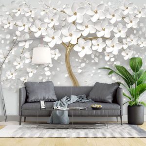 پوستر دیواری سه بعدی طرح درخت و شکوفه